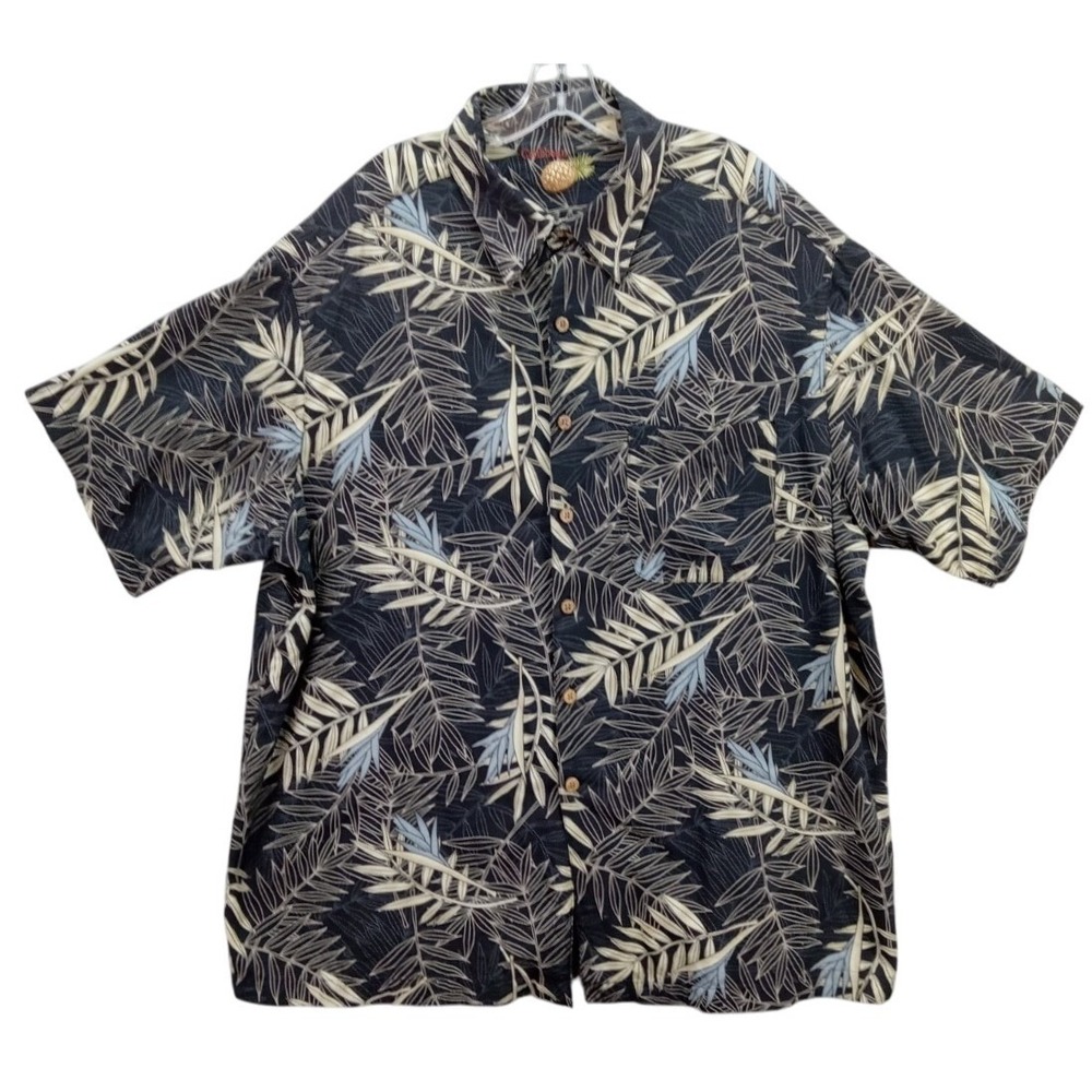 Carribean Silk Blend Tropical Leaf Shirt Men's Size 2X Hawaiian Coastal Beach